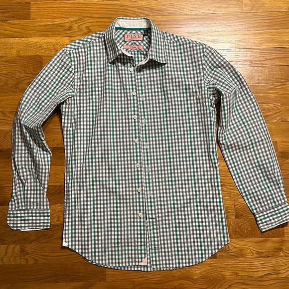 Thomas Pink - Casual Button Down Shirt - Size XS - Green / Gray Gingham - Picture 1 of 13